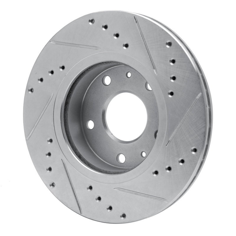 Land Rover Freelander Brake Rotor (1) - Front Left - R1 Concepts - Drilled & Slotted - Silver - `02-`05